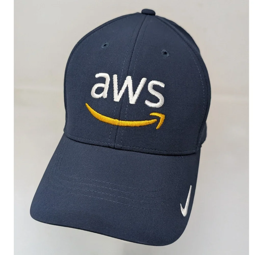 AWS Amazon Web Services Nike Dri-Fit Legacy 91‎ White Golf Hat Cap Navy